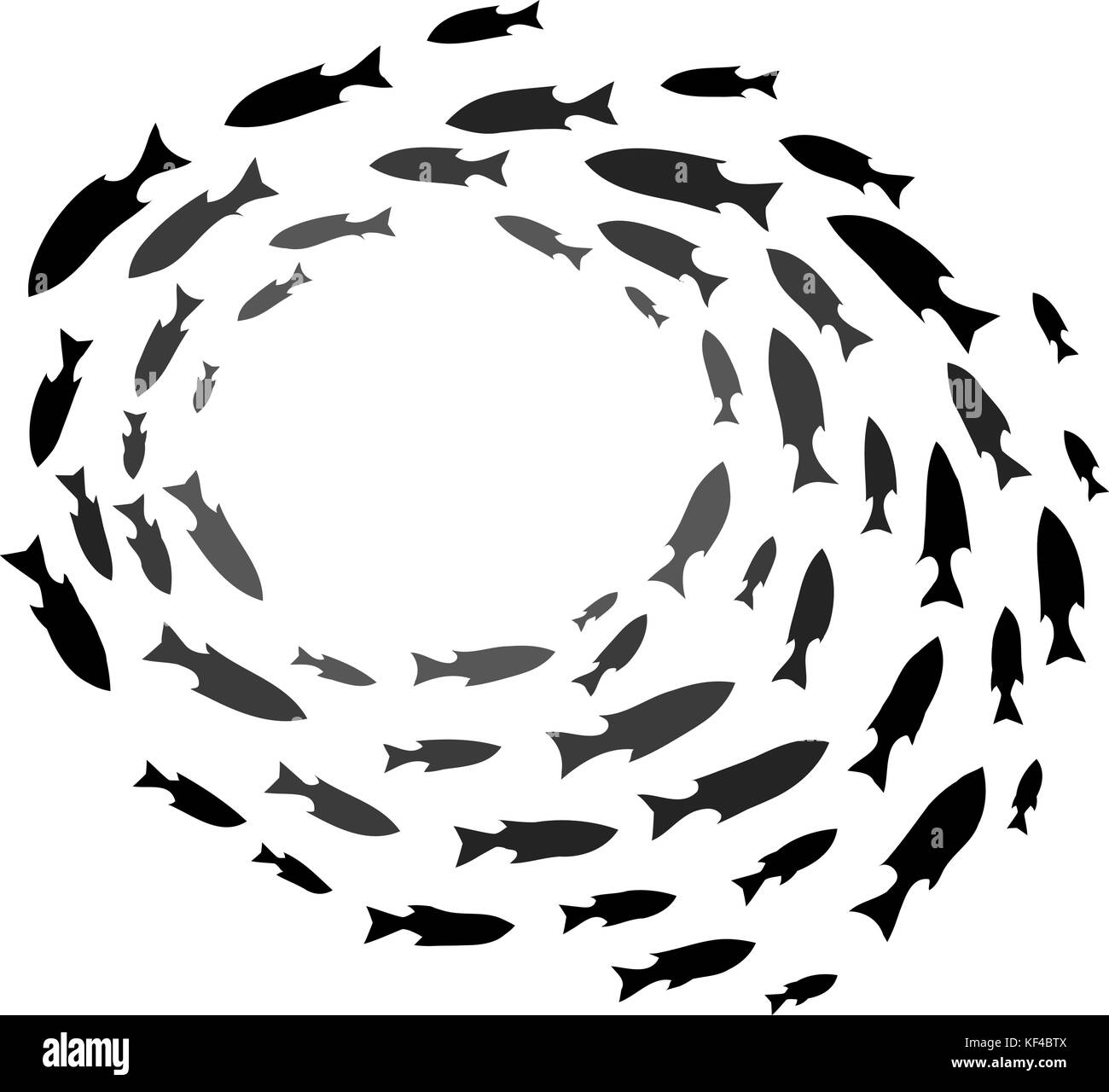 Shoal of fish. School of ocean fish silhouettes Stock Vector Image ...