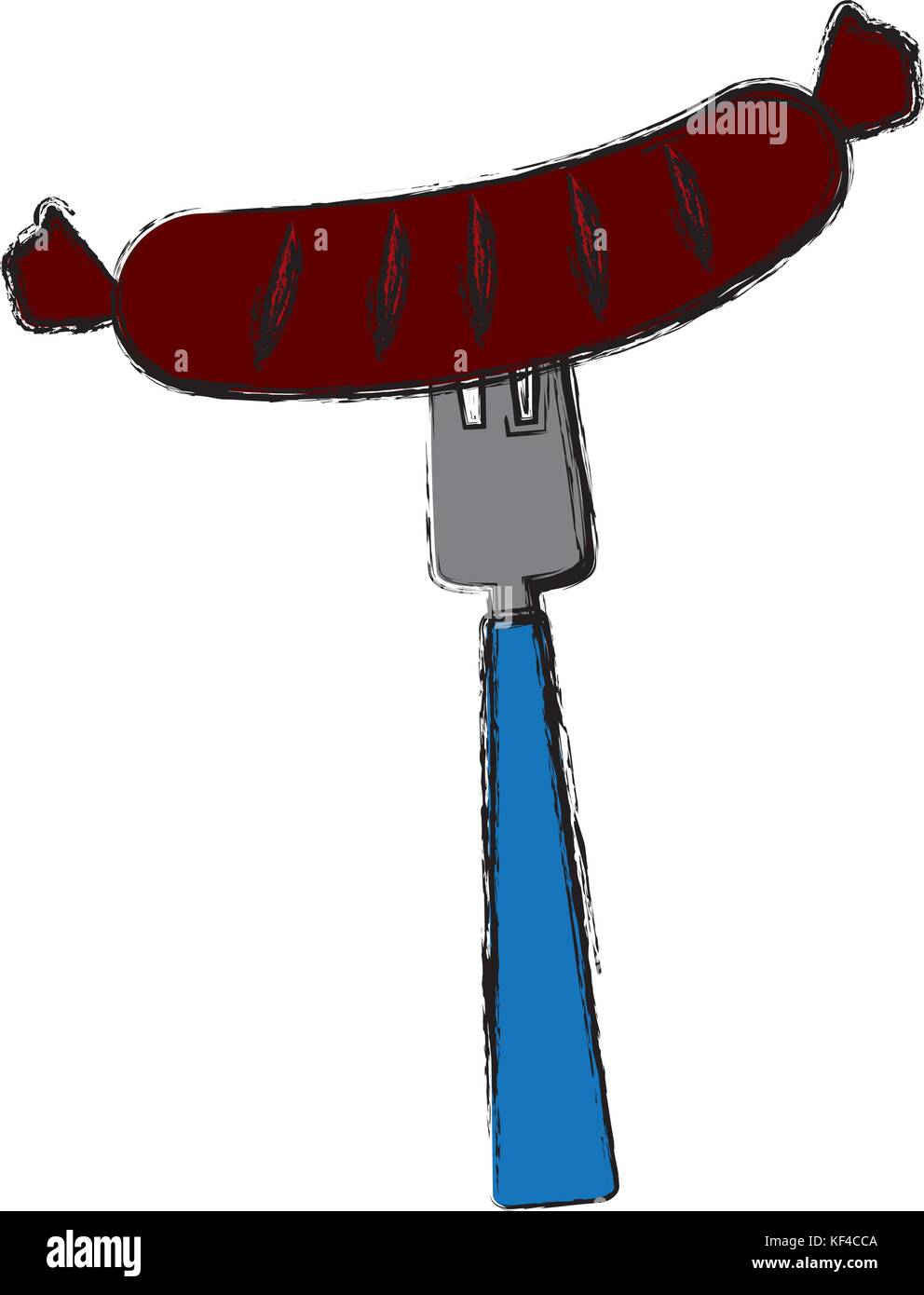 Fork with Sausage delicious food Stock Vector Image & Art Alamy