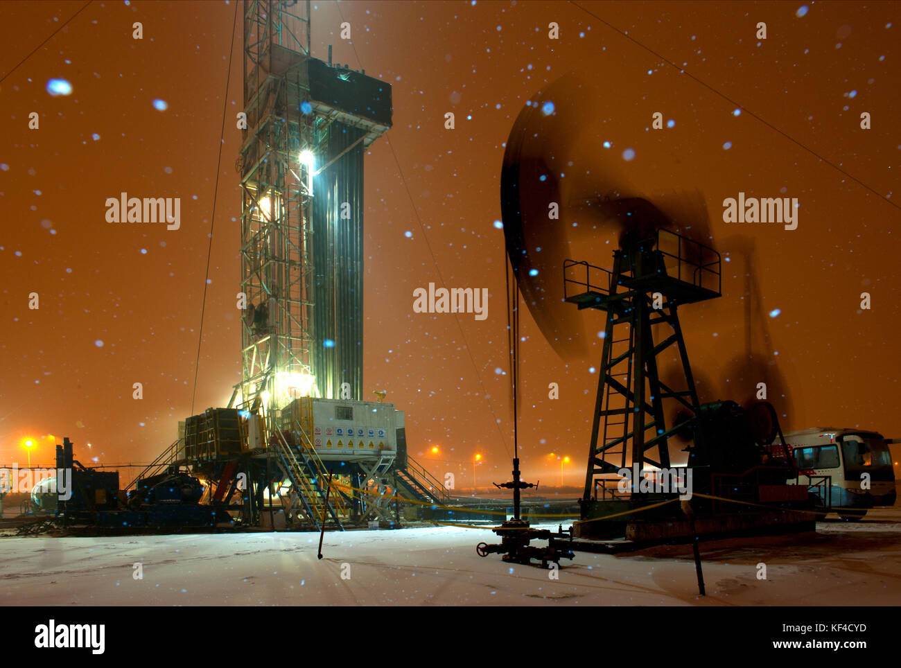 Oilfields of Daqing,Heilongjiang Province,China Stock Photo