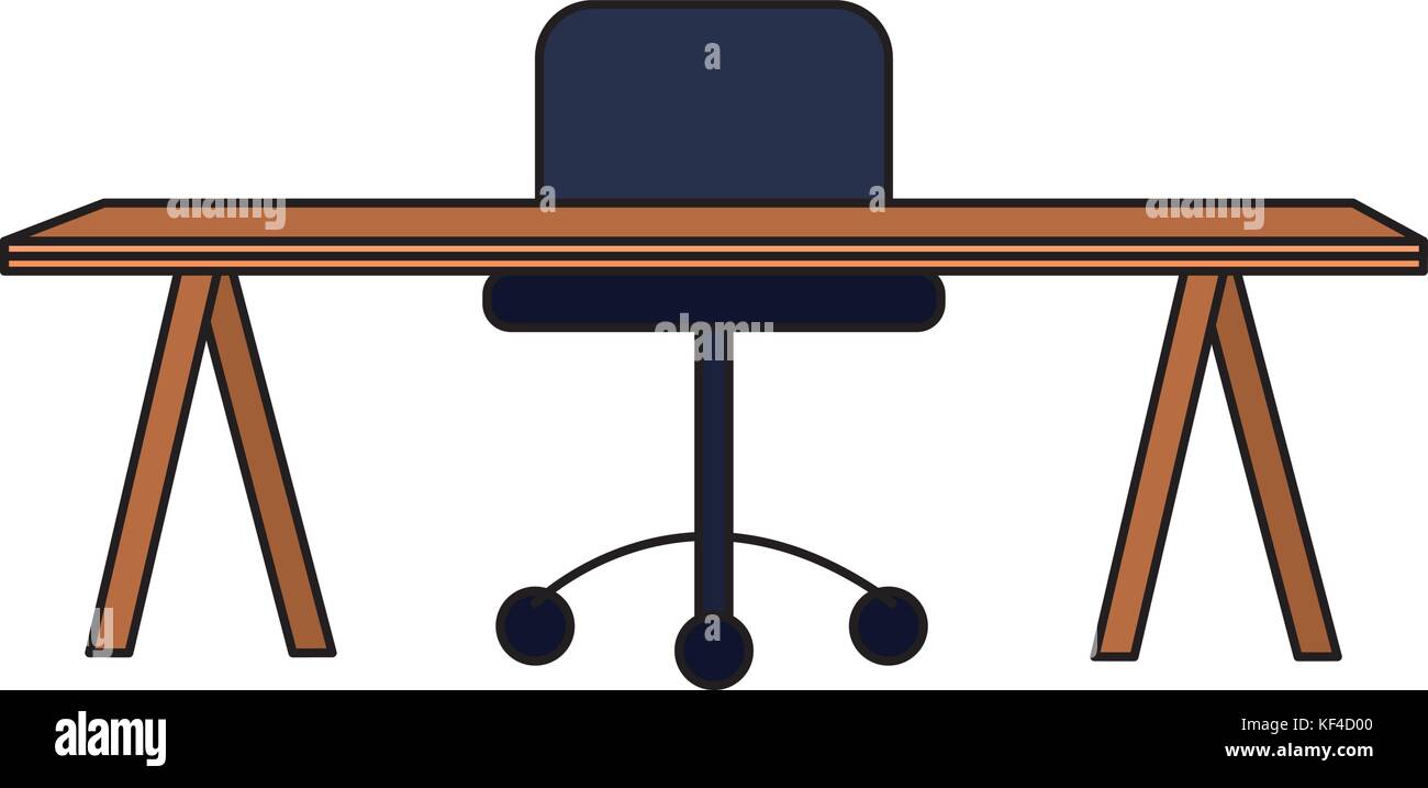 office wood desk with chair design Stock Vector Image & Art Alamy