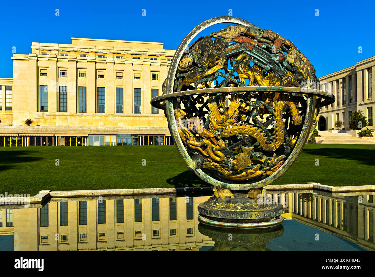 Celestial Sphere Woodrow Wilson Memorial, Palais des Nations, United Nations, Geneva, Switzerland Stock Photo