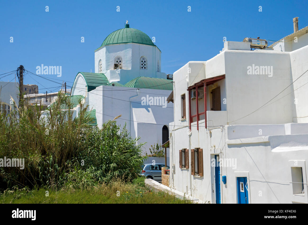 Greek-orthodox church at Naxos-town, Naxos island, Cyclades, Aegean, Greece Stock Photo