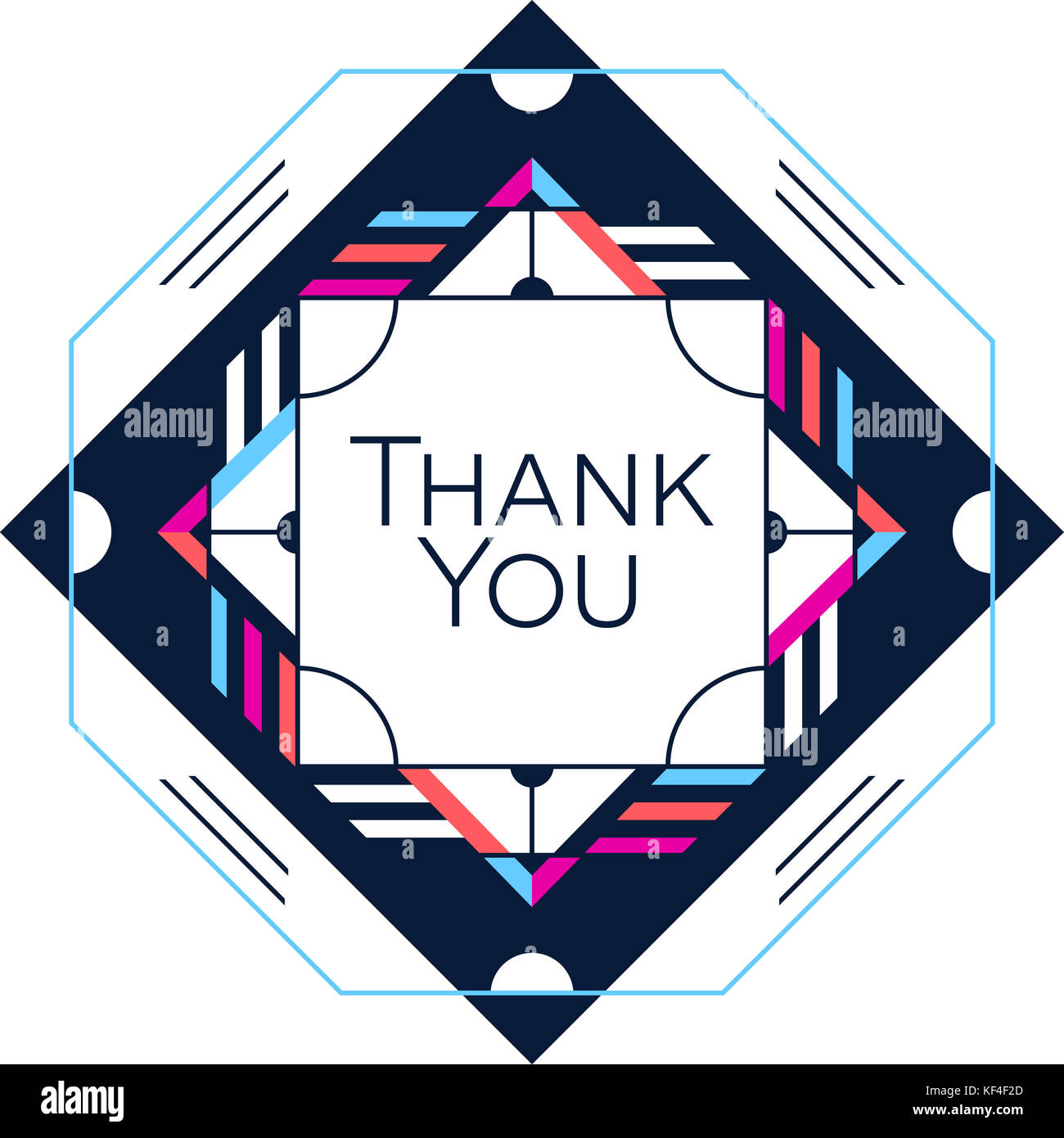 Thank you greeting card thanksgiving design. Abstract geometric elements. Layout template card, invitation, brochure, flyer, cover. Elegant frame and  Stock Photo