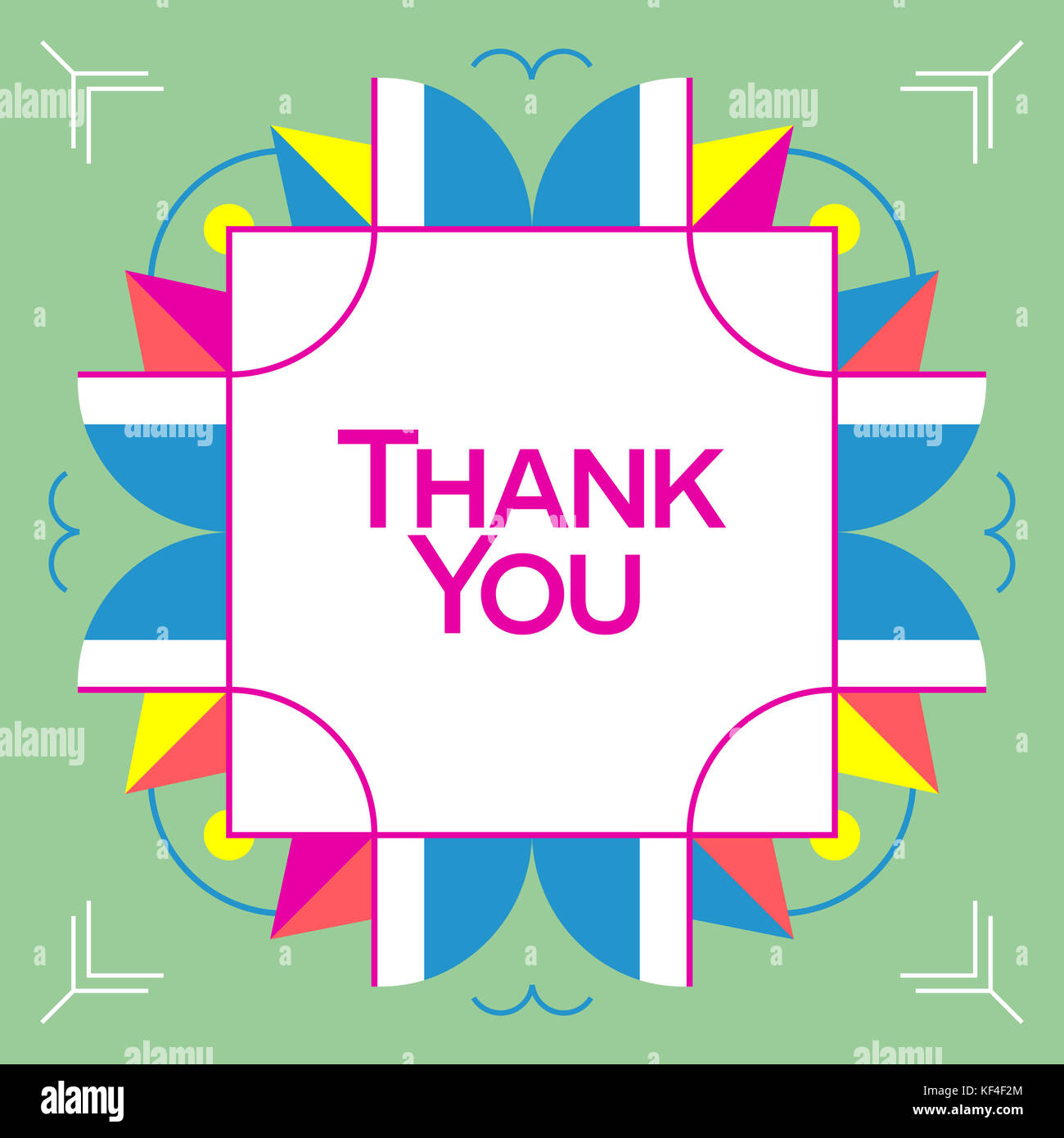 Thank you greeting card thanksgiving design. Abstract geometric elements. Layout template card, invitation, brochure, flyer, cover. Elegant frame and  Stock Photo