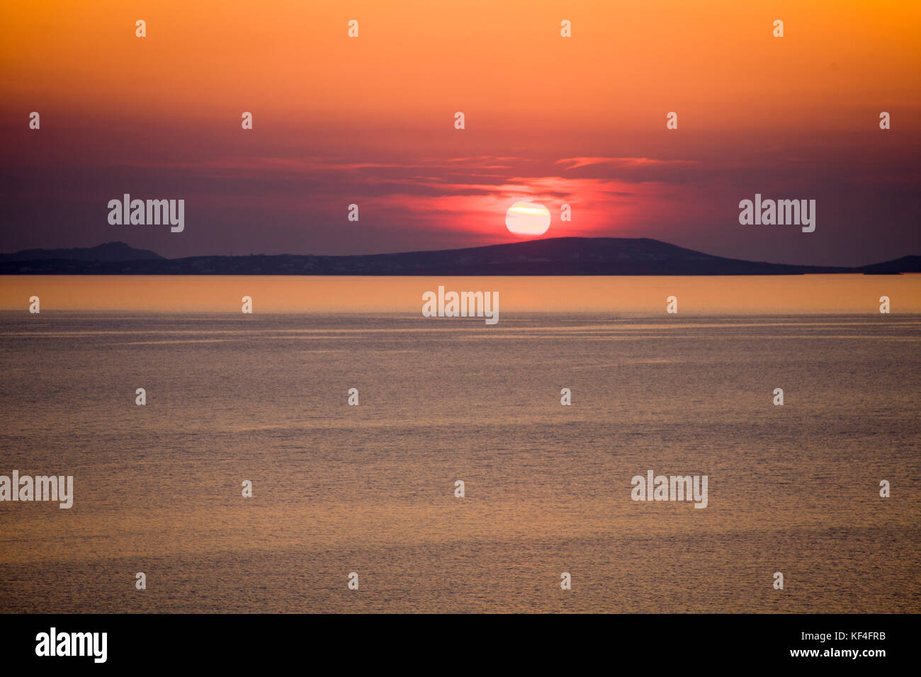 Sunset at the aegean sea, Naxos, Cyclades, Aegean, Greece Stock Photo