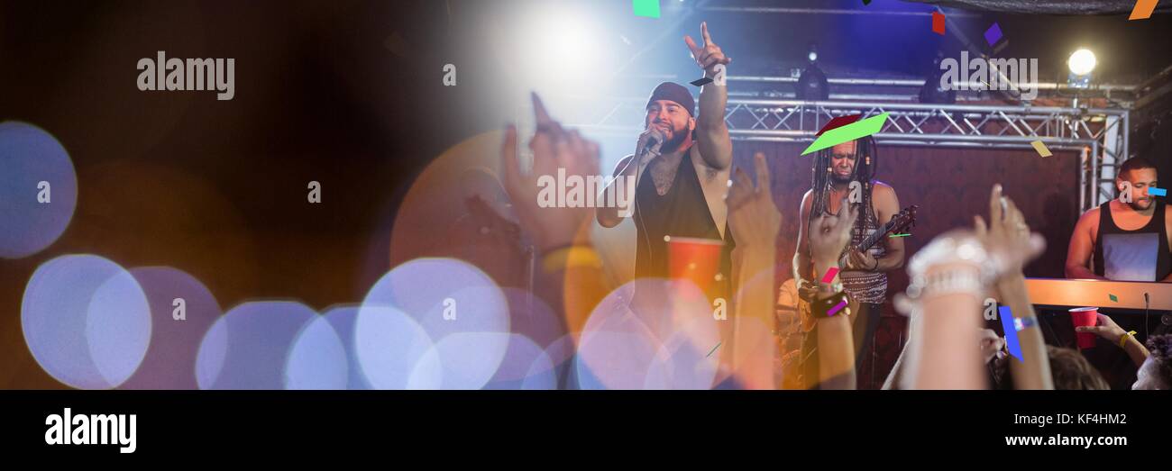 Digital composite of band playing at concert with transition Stock ...