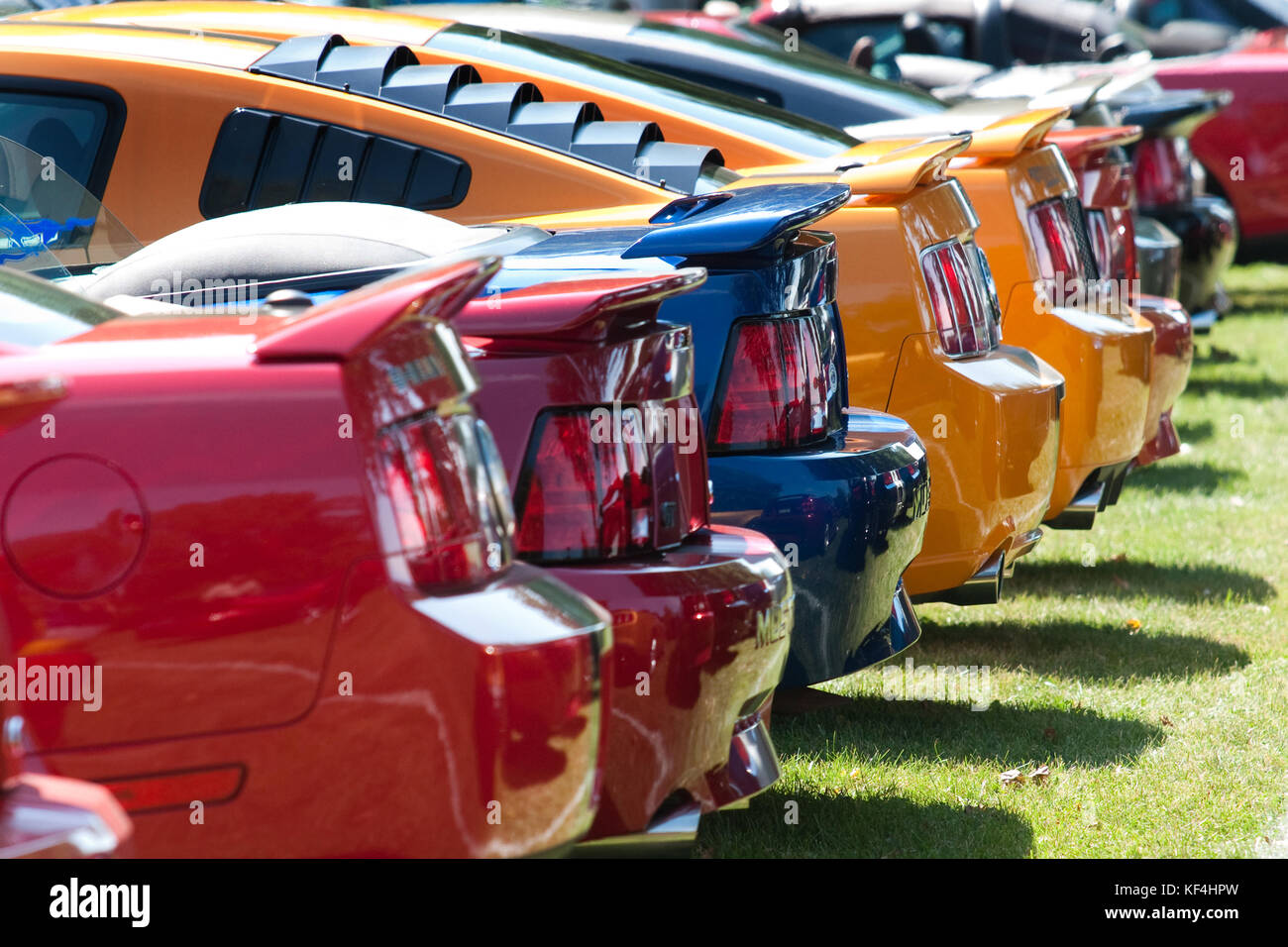 Montreal,Canada,20 August,2011.Row of Ford Mustangs at a local car show.Credit:Mario Beauregard/Alamy Live News Stock Photo