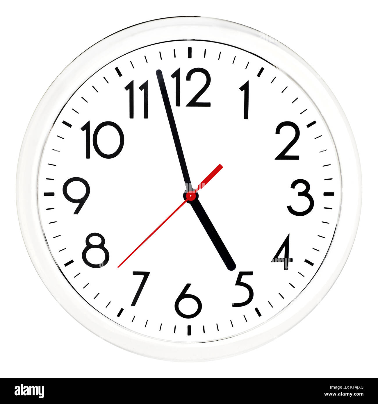 Black wall clock. Isolated on white background. High quality photo