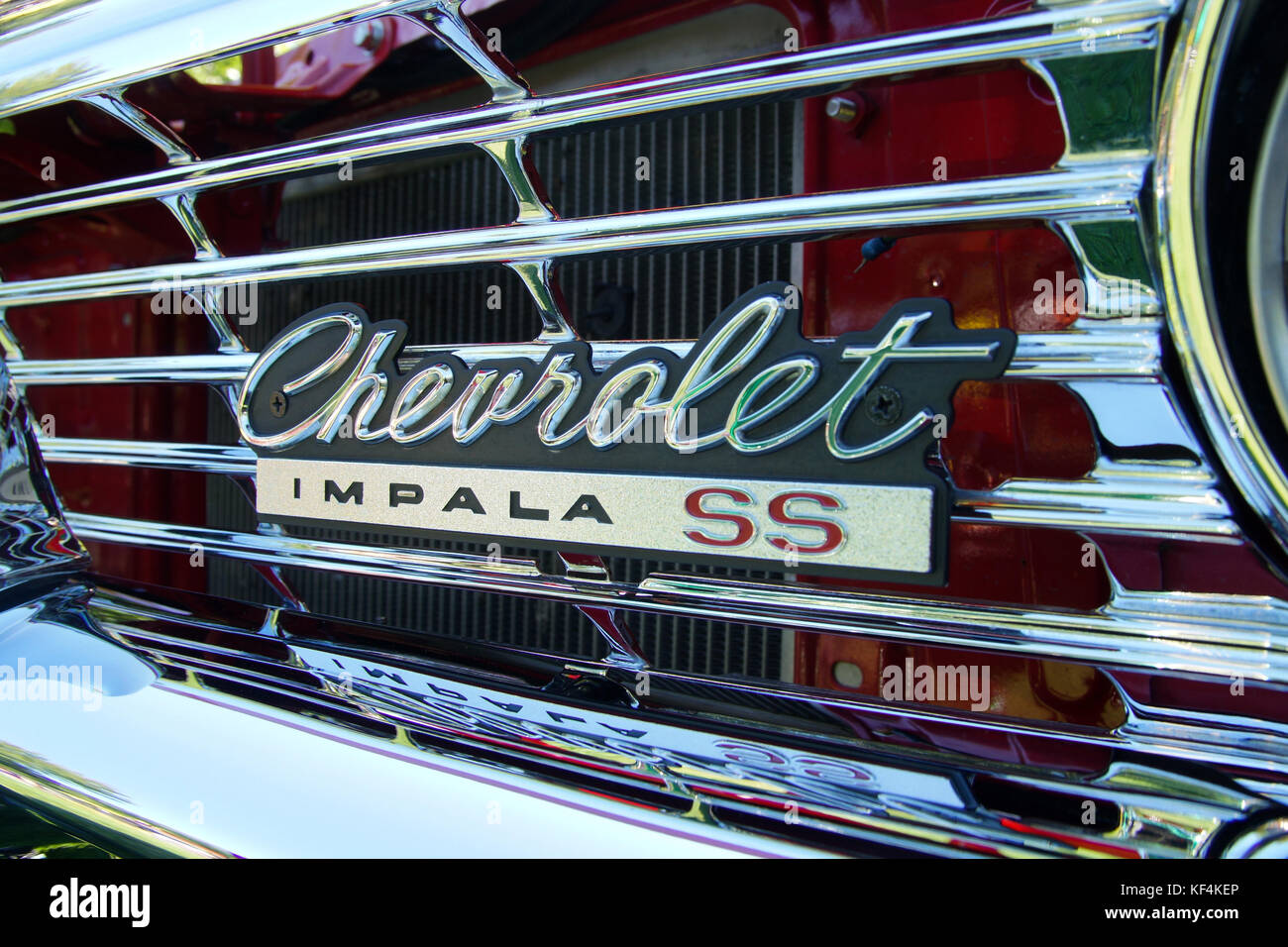 Montreal,Canada,17 August,2013.Close-up of a Chevrolet SS Impala grill emblem. Credit:Mario Beauregard/Alamy Live New Stock Photo