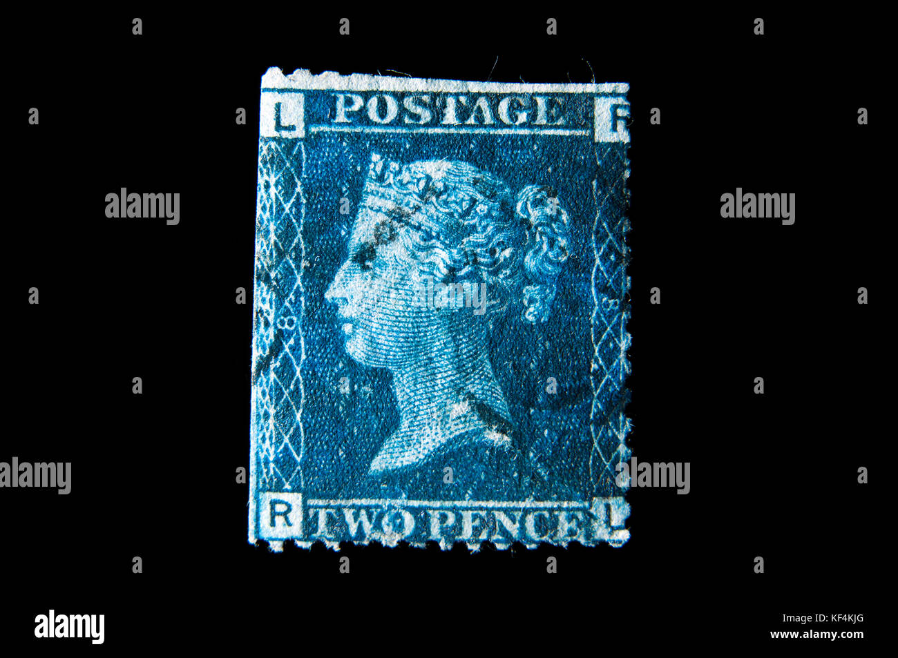 two penny blue Queen Victoria postage stamp Stock Photo