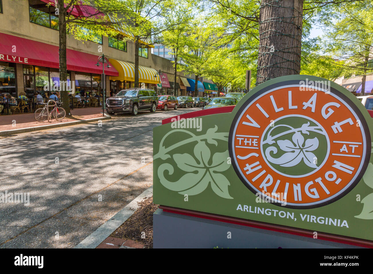 Shirlington Village, Arlington, Virginia. Sign Marking Entrance to Campbell Avenue, Center of