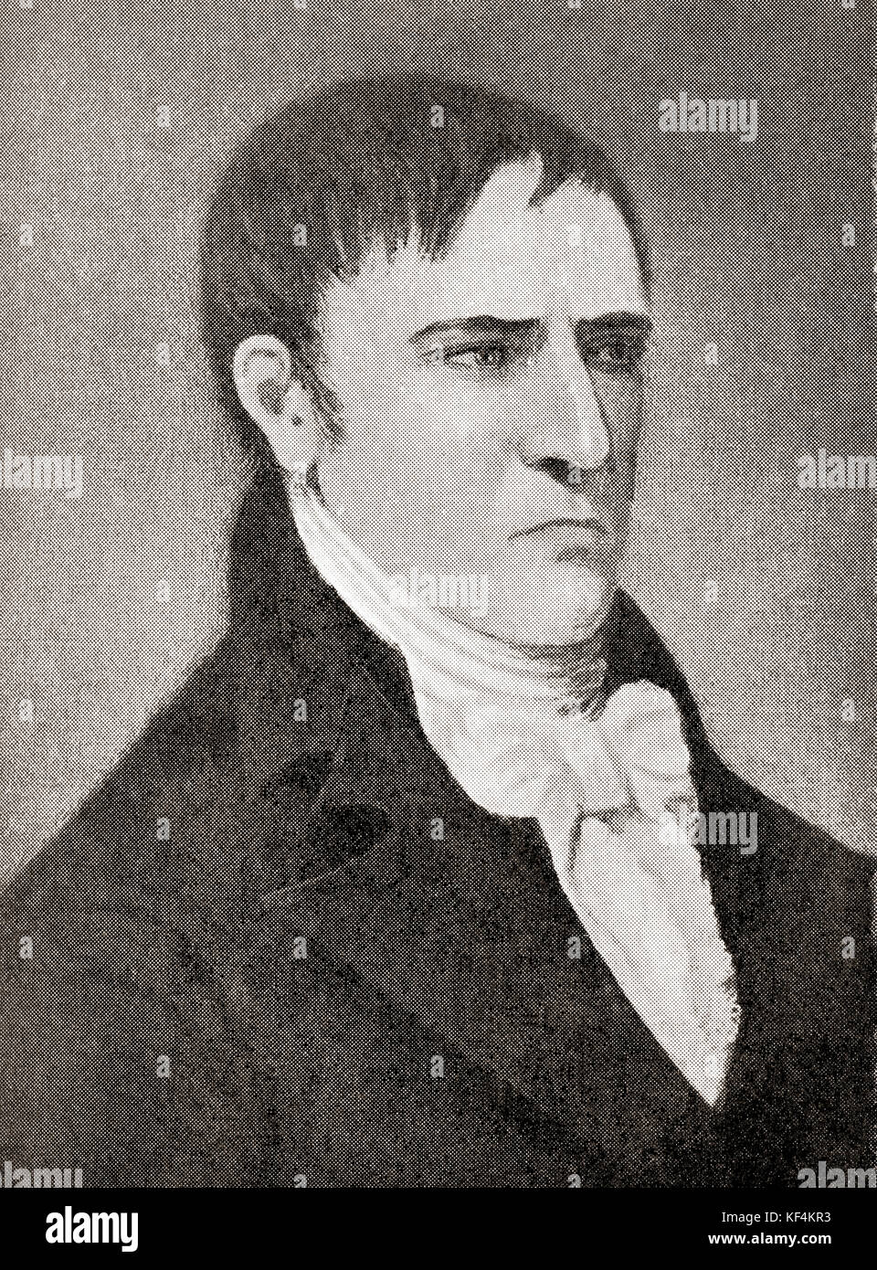 Robert Emmet, 1778 –1803.  Irish nationalist and Republican, orator and rebel leader.  Tried and executed for high treason against the British king after leading an abortive rebellion against British rule in 1803.  From Hutchinson's History of the Nations, published 1915. Stock Photo