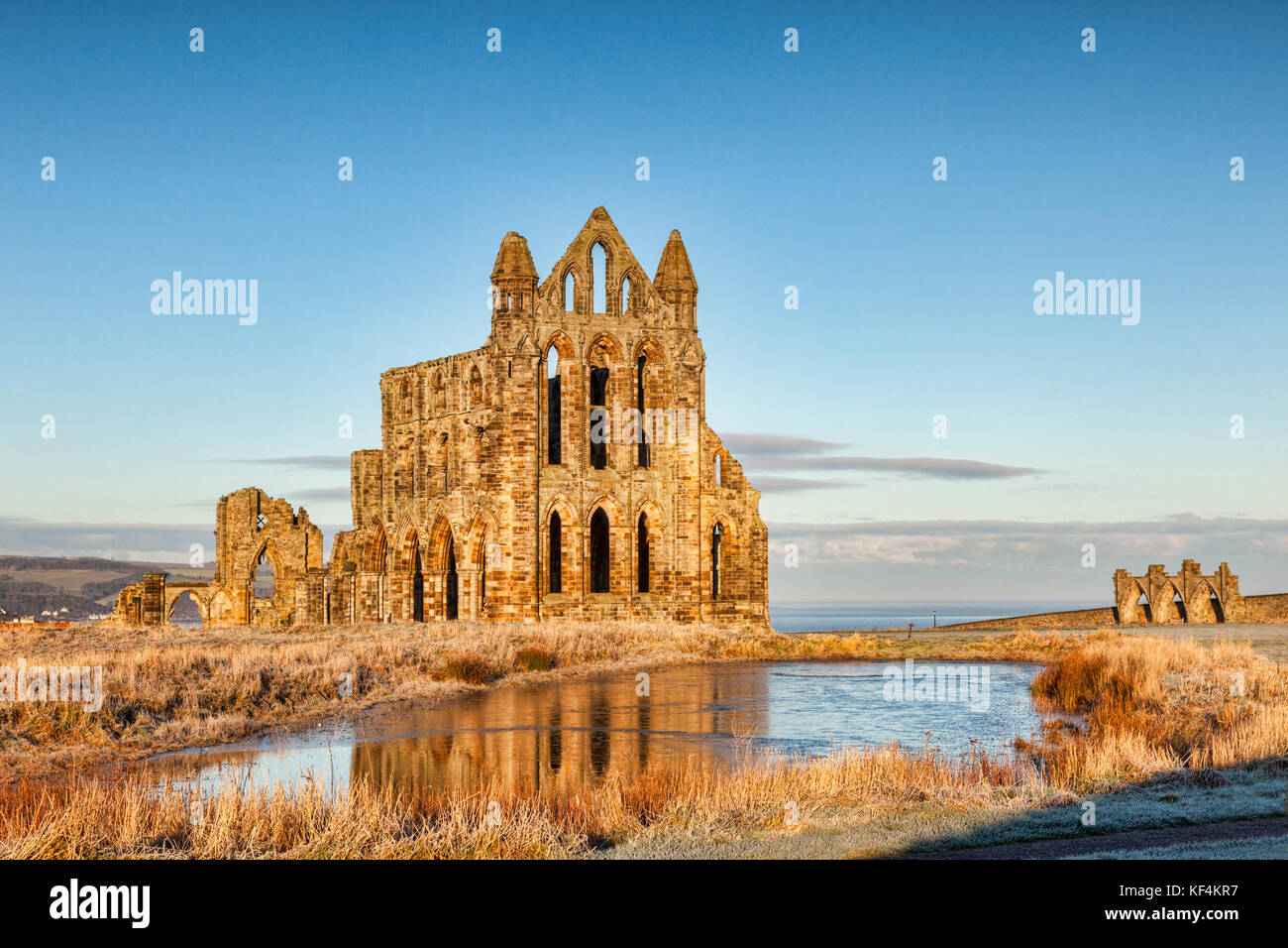 Whitby Abbey, North Yorkshire, England, UK, on a sunny winter morning. Stock Photo