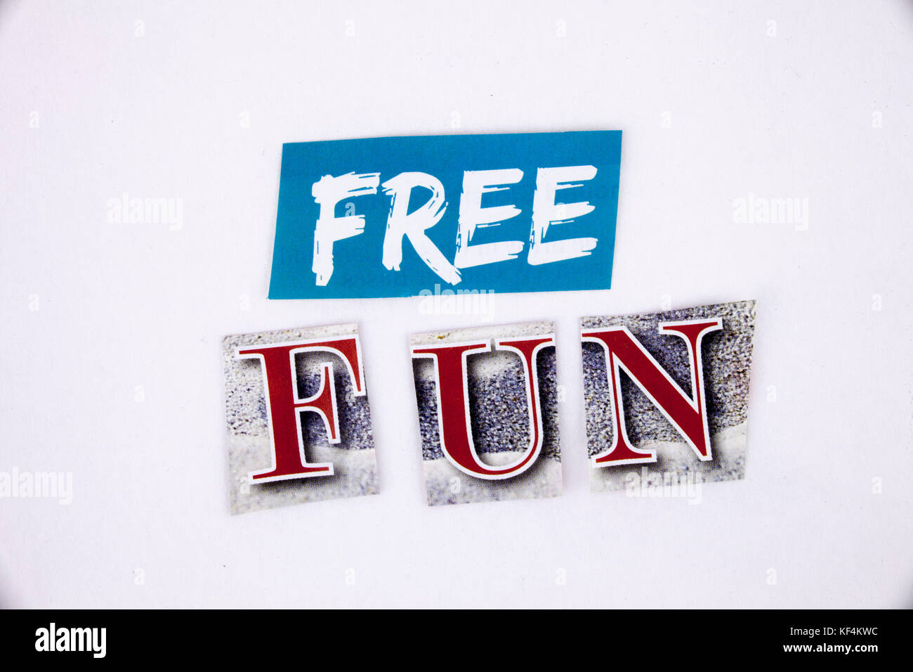A word writing text showing concept of Free FUN made of different ...