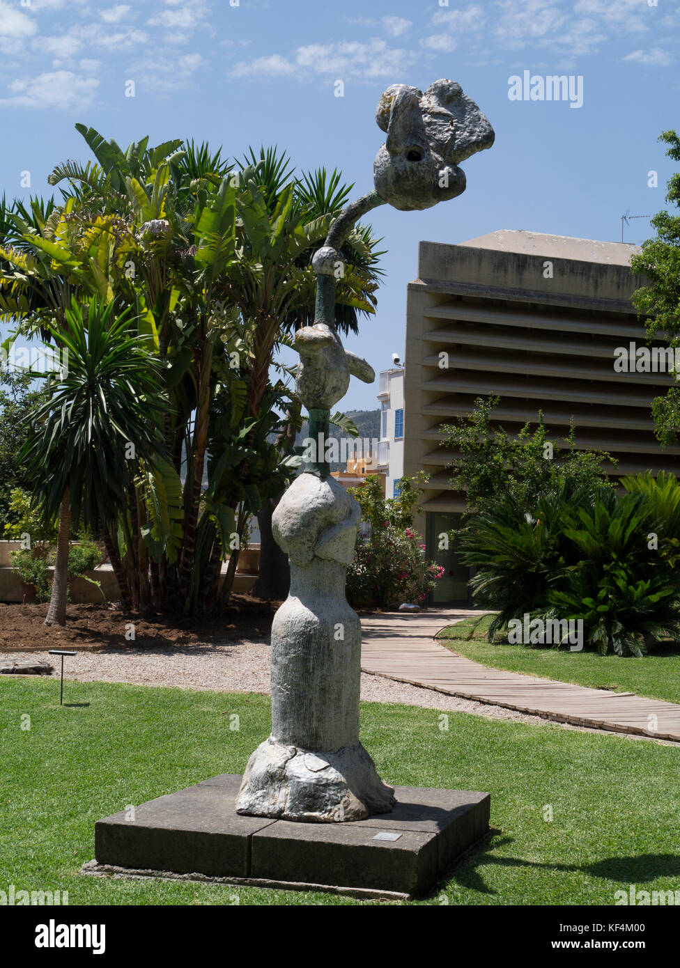 abstract sculpture in the gardens of the Joan and Pilar Miro Foundation headquarters, Palma de Mallorca, Baleric Islands, Spain Stock Photo