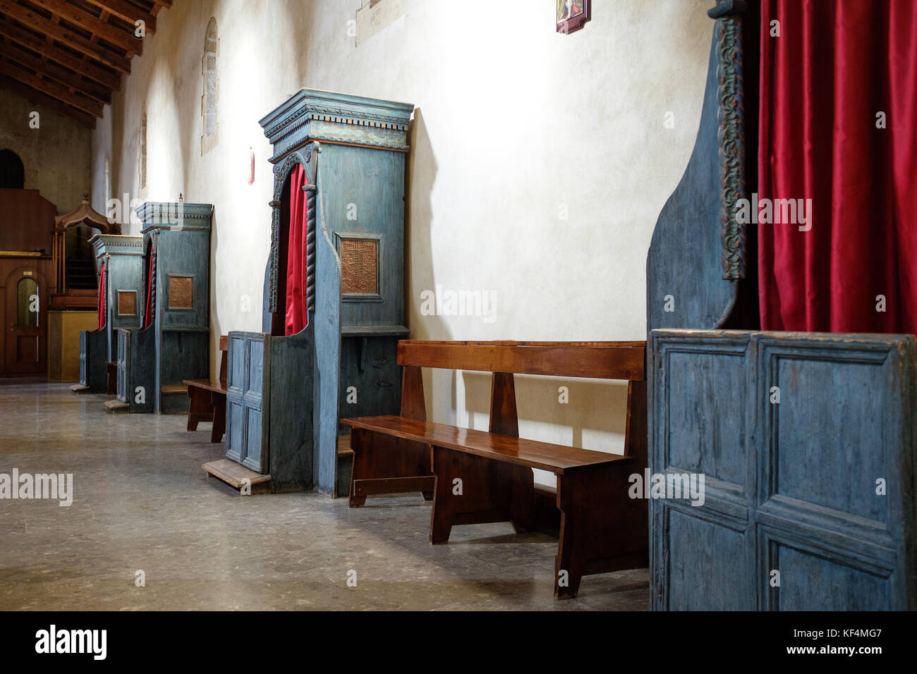 Confessionals in a Italian catholic church Stock Photo