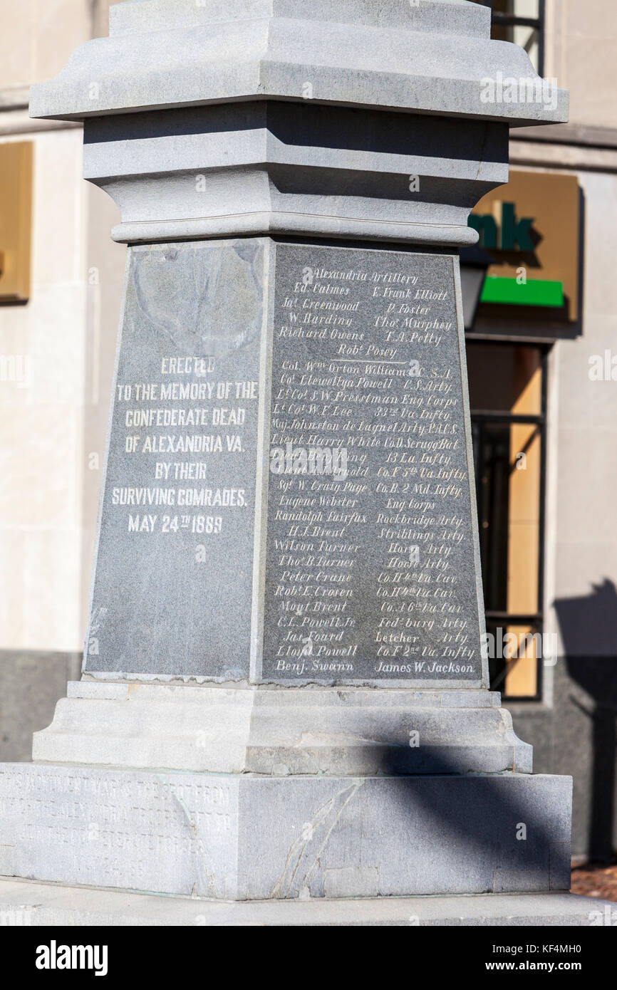 Alexandria, Virginia. Pedestal of Appomattox Statue to Alexandria's