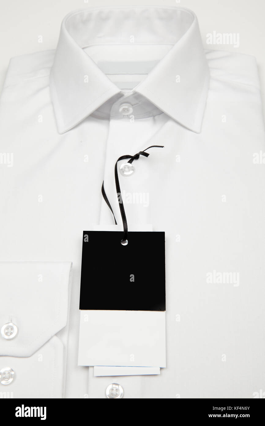 white shirts with black and white label Stock Photo