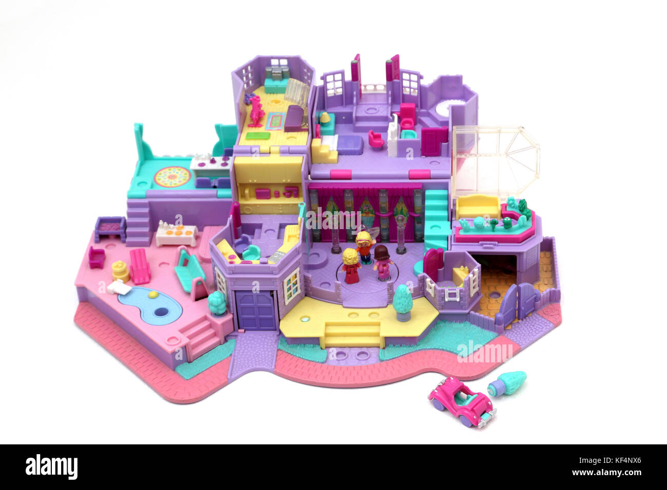 Vintage 1990's Toy Polly Pocket Light-Up Magical Mansion and Car Stock Photo