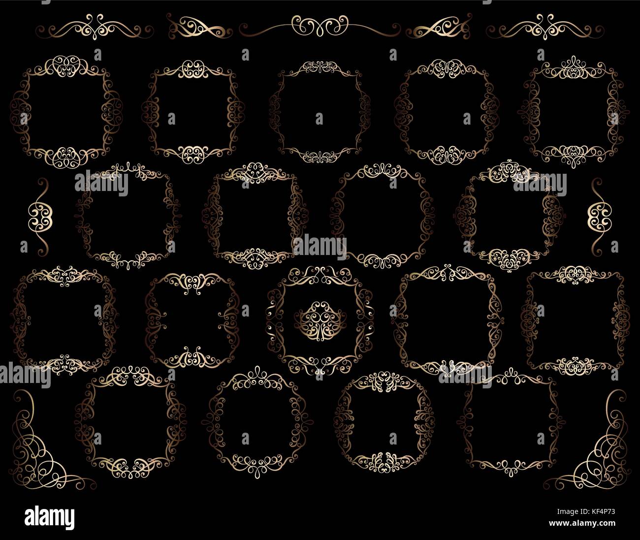 Big set of gold vintage styled calligraphic frames and flourishes ...