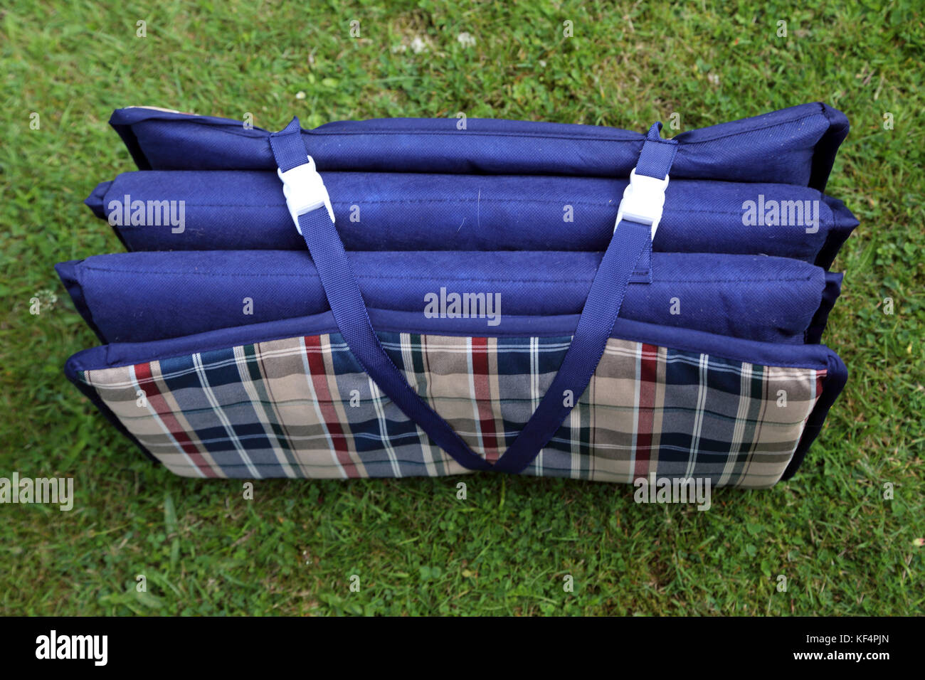 Sun Lounger Cushion folded up with Clasps Stock Photo