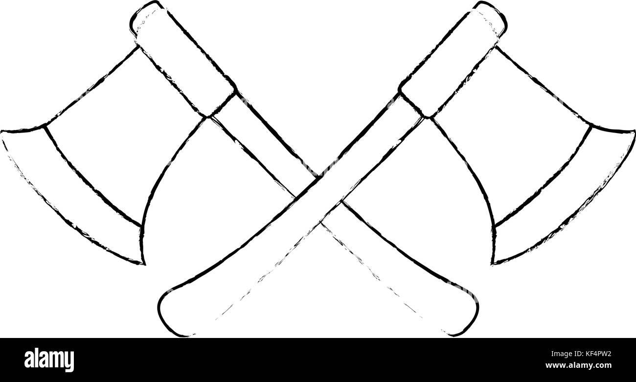 woodcutters axes isolated icon Stock Vector