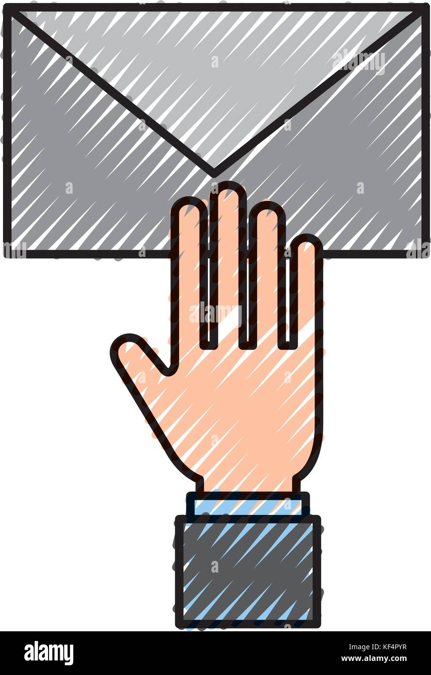 hand with email envelope message letter web symbol Stock Vector Image ...