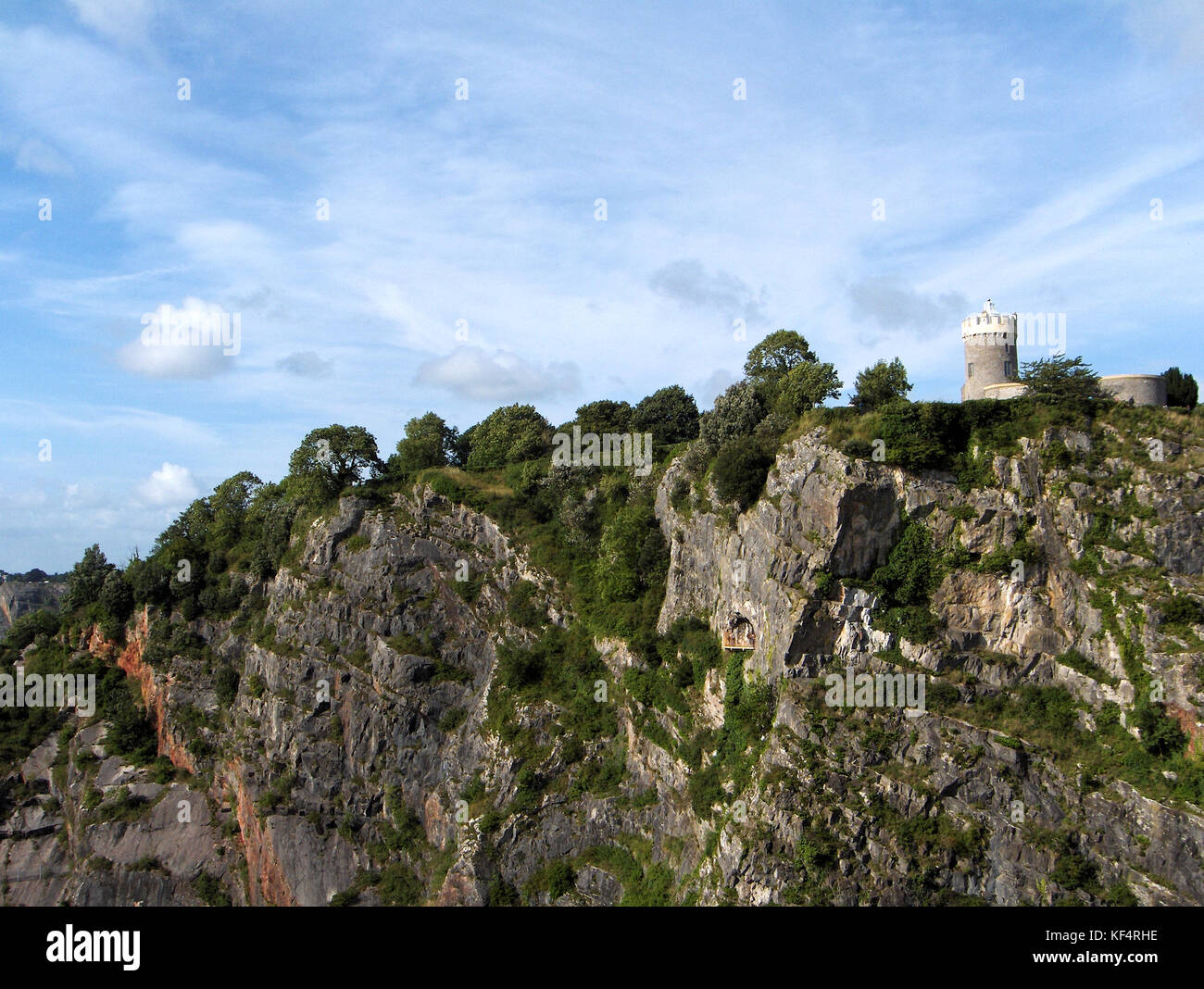 Clifton Observatory, view from Clifton Suspension Bridge in Bristol, UK Stock Photo