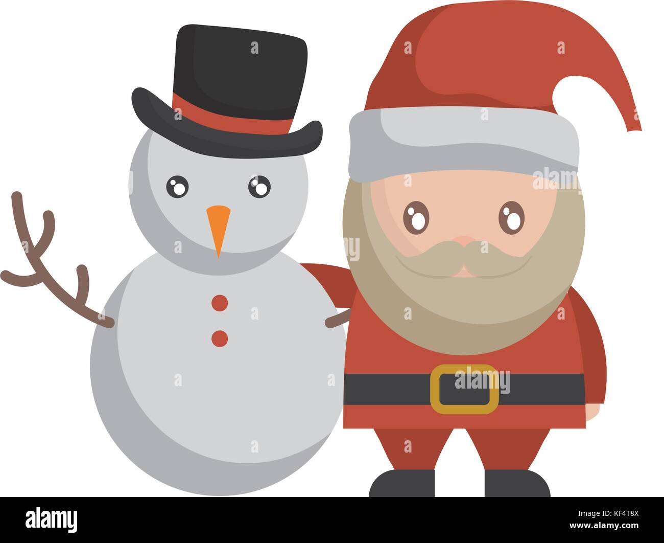 santa claus and snowman icon over white background vector illustration ...