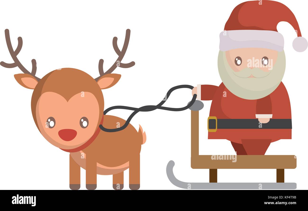 Santa Claus And Rudolph Deer Icon Over White Background Santa Claus And Rudolph Deer Icon Over White Background