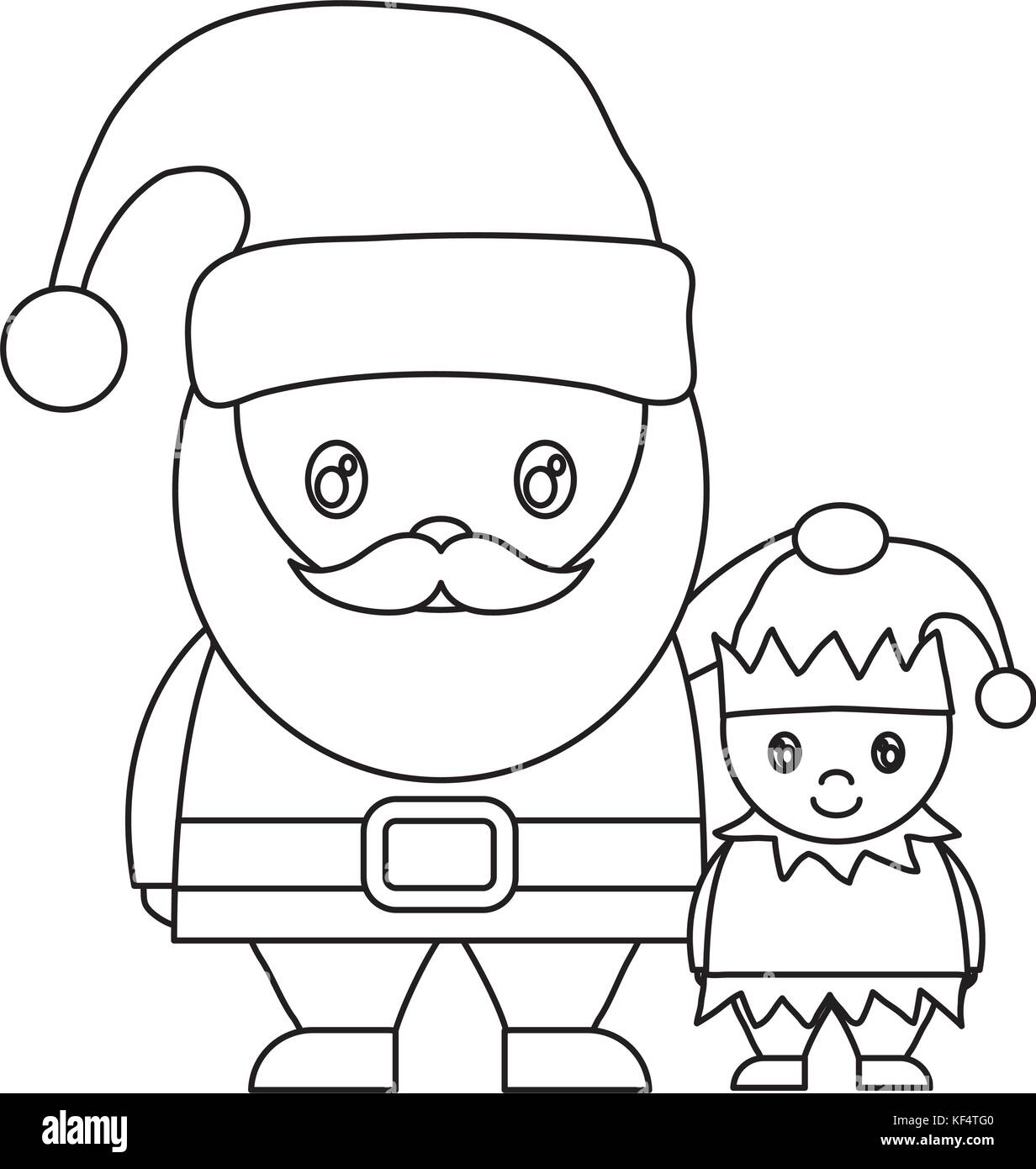 santa claus and santa helper icon over white background vector ...