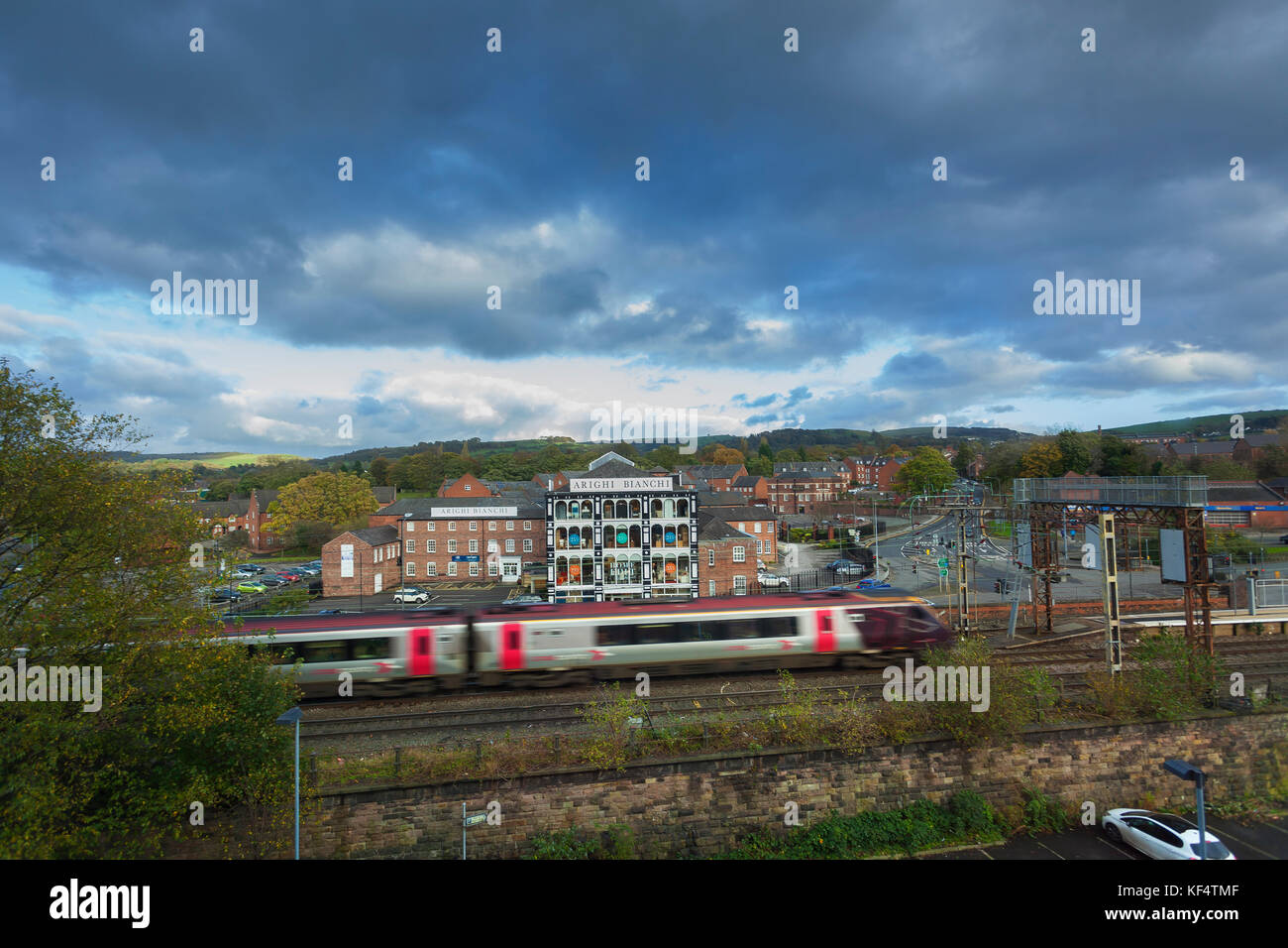 A Cross County Trains Service Arriving at Macclesfield Railway Station Stock Photo