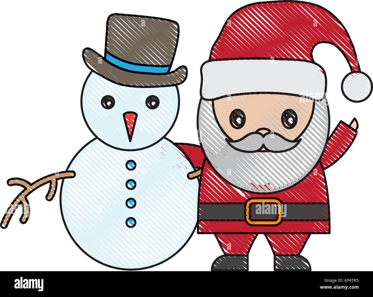 santa claus and snowman icon over white background vector illustration ...