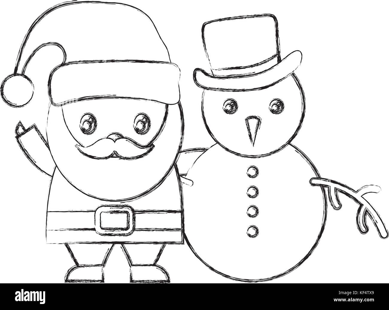 santa claus and snowman icon over white background vector illustration ...