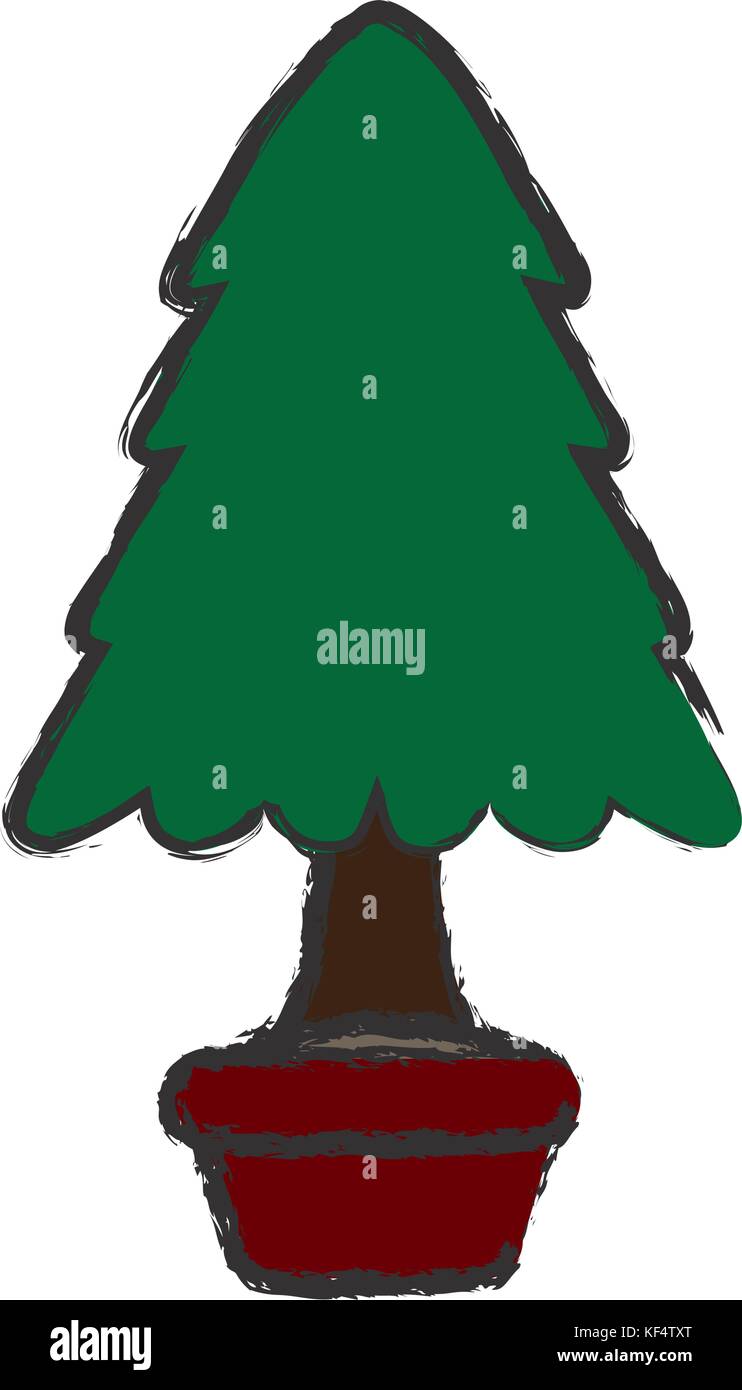 pine tree in a pot icon over white background vector illustration Stock ...
