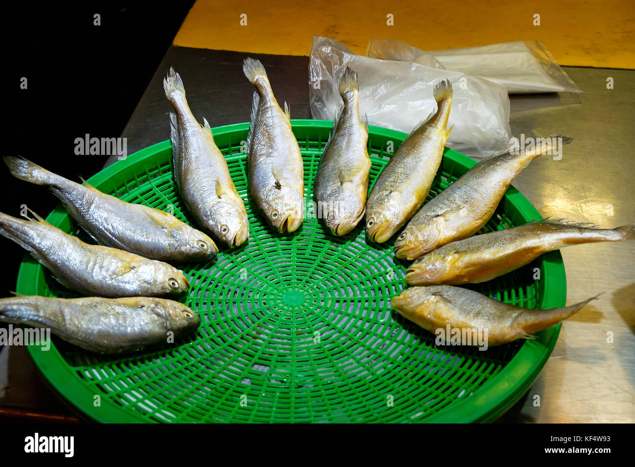 yellow croaker in street market Stock Photo