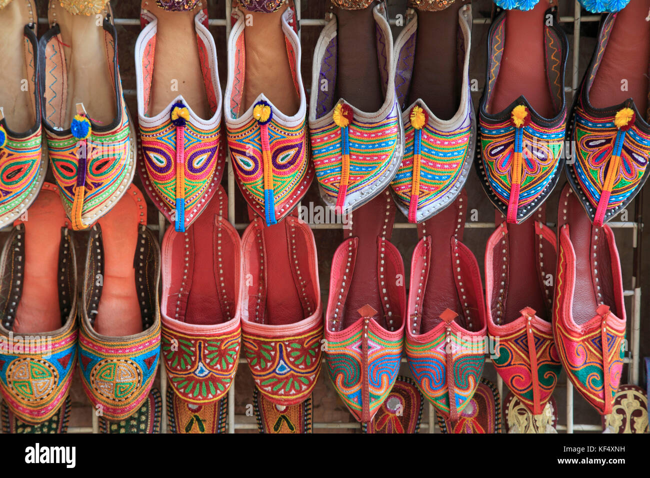 United Arab Emirates, Dubai, Creek, Deira Souq, shoe shop, sandals, Stock Photo