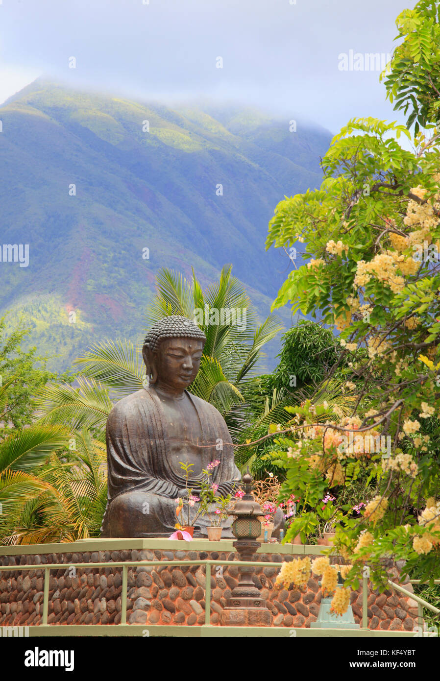 Hawaii, Maui, Lahaina, Jodo Mission, Japanese buddhist temple, Buddha statue Stock Photo Alamy