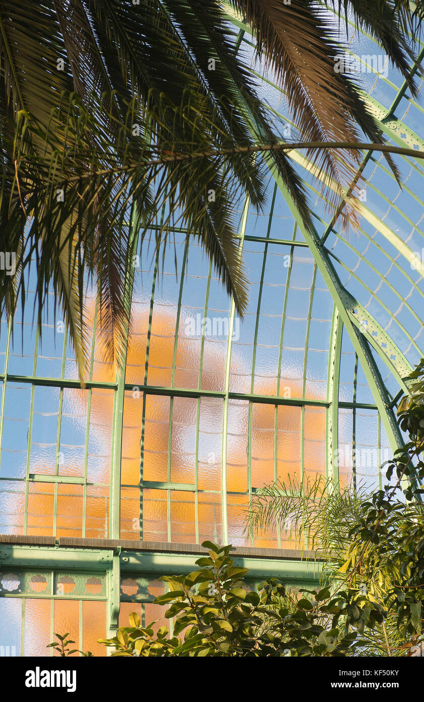 Paris 16th district. Garden of the greenhouses of Auteuil. Inside of