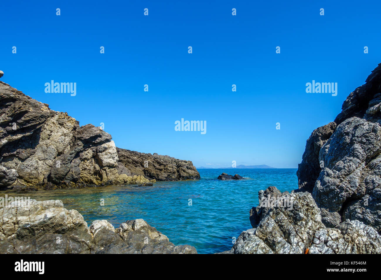 Beach at Capo D'orlando Sicily with rocks Stock Photo