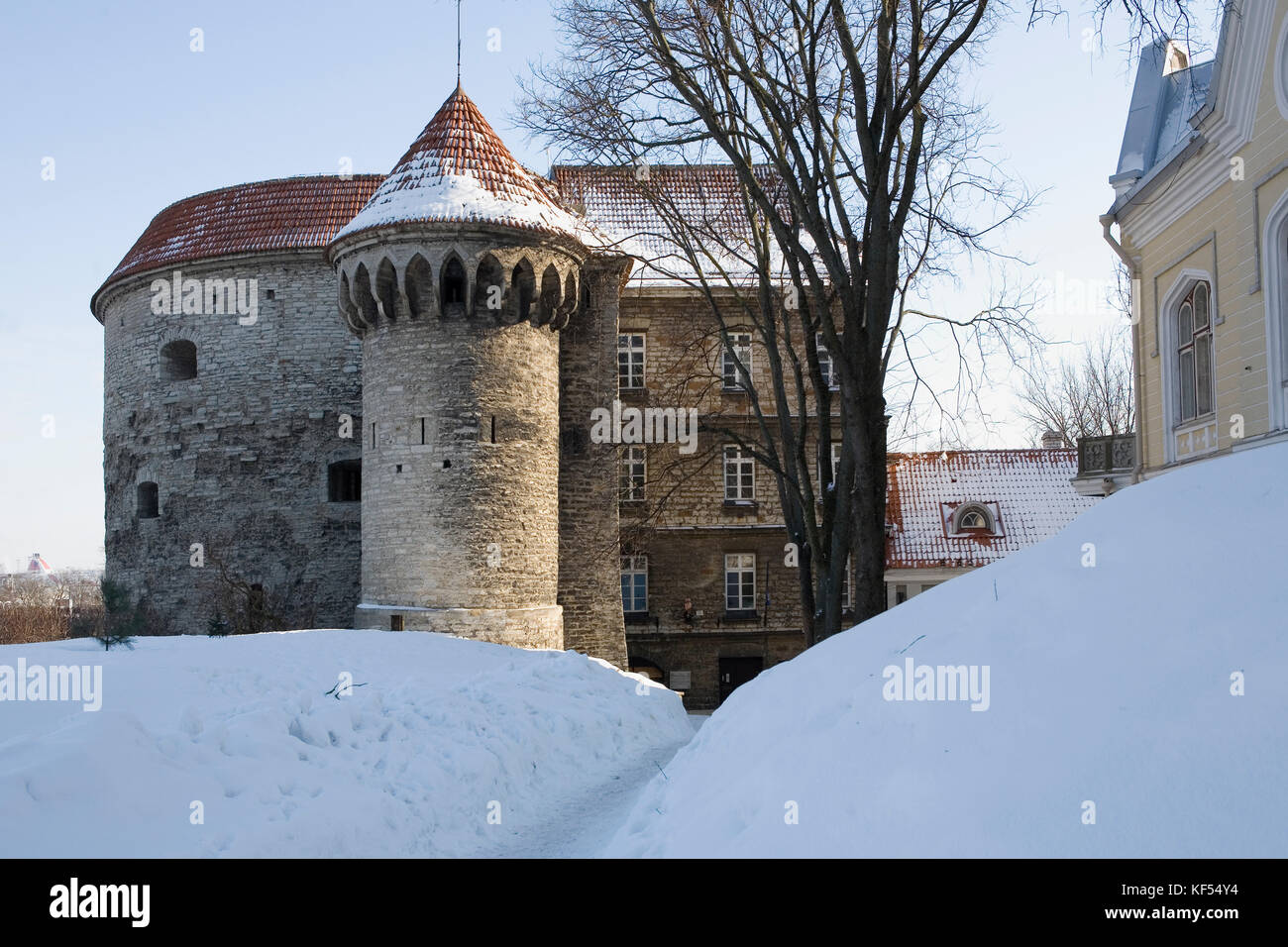 Great Coastal Gate (Suur Rannavärav) and Fat Margaret's Tower (Paks Margareta), Lower Town, Tallinn, Estonia Stock Photo