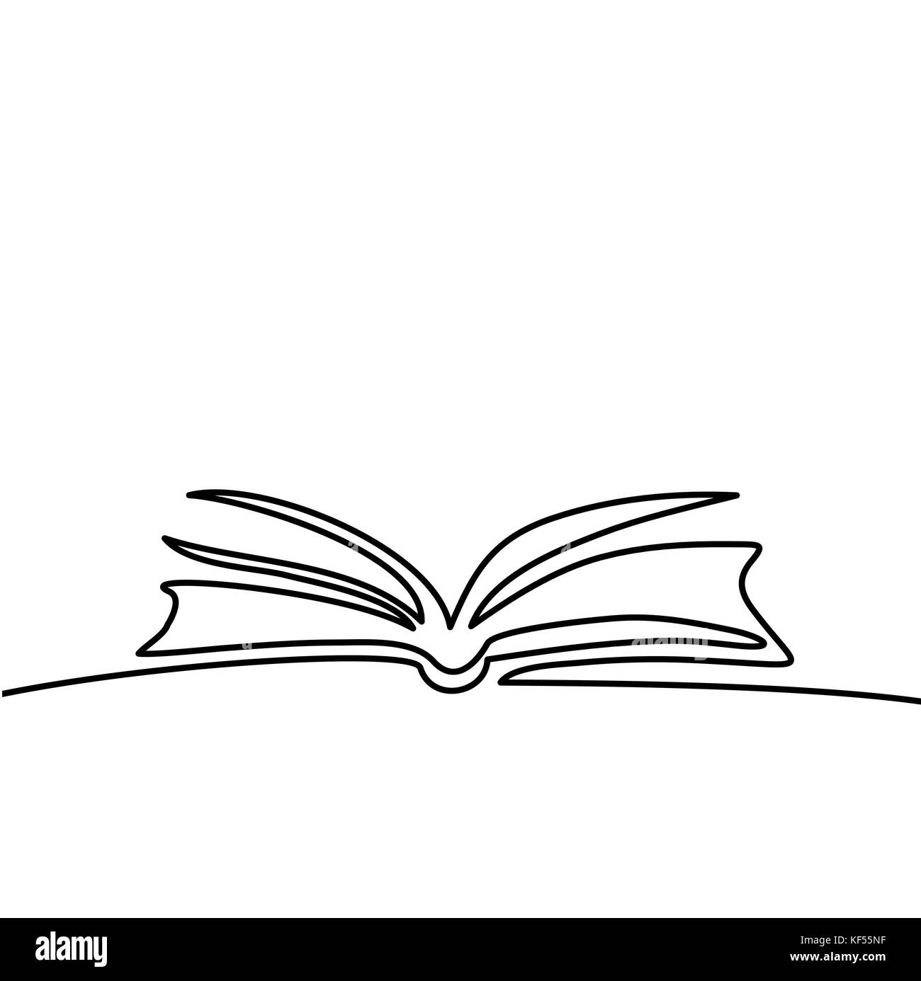 Continuous line drawing open book page design