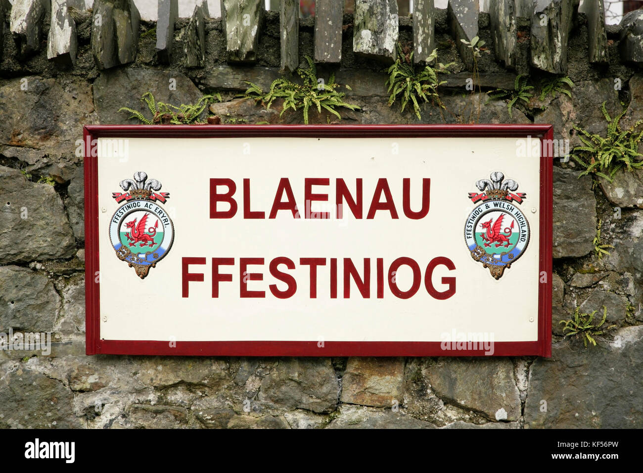 Sign for at Blaenau Ffestiniog narrow gauge railway station, Wales