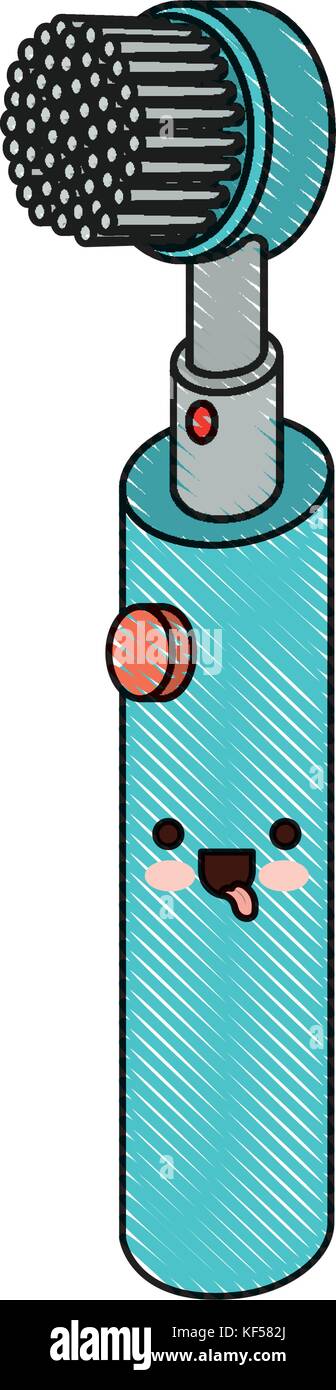 electric toothbrush kawaii colored crayon silhouette Stock Vector Image ...