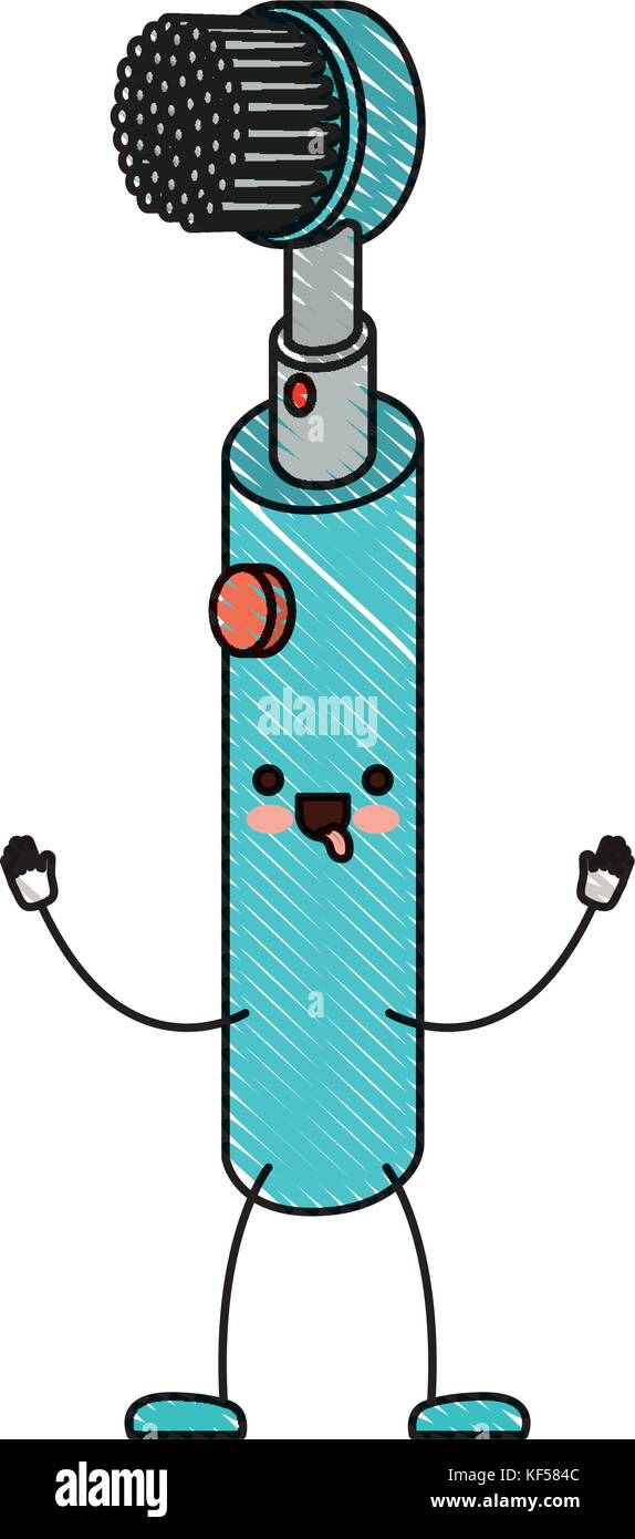 electric toothbrush cartoon in colored crayon silhouette Stock Vector ...