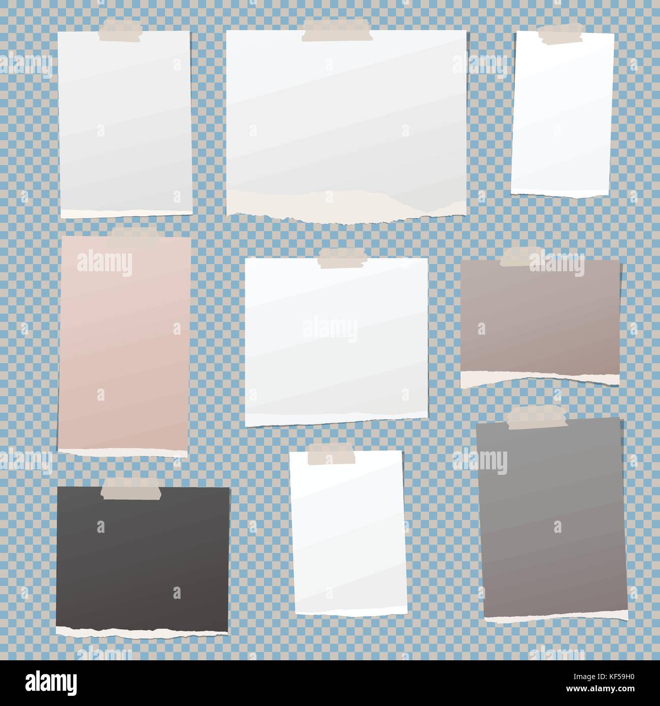 White, brown notebook, notepad paper sheets for note or message stuck ...