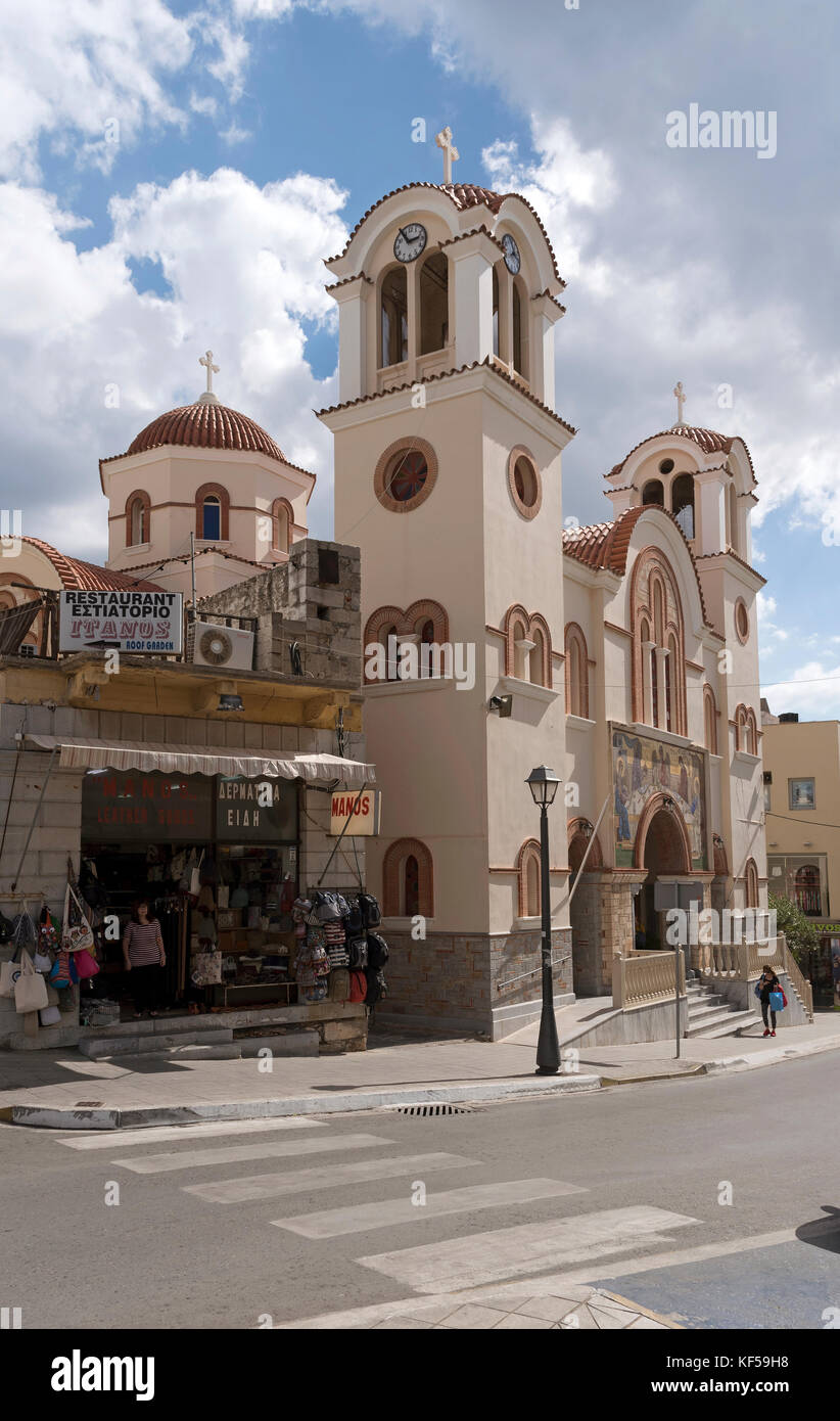 The Cathedral on Platia Venizelou in Agios Nikolaos, Crete, Greece. October 2017 Stock Photo