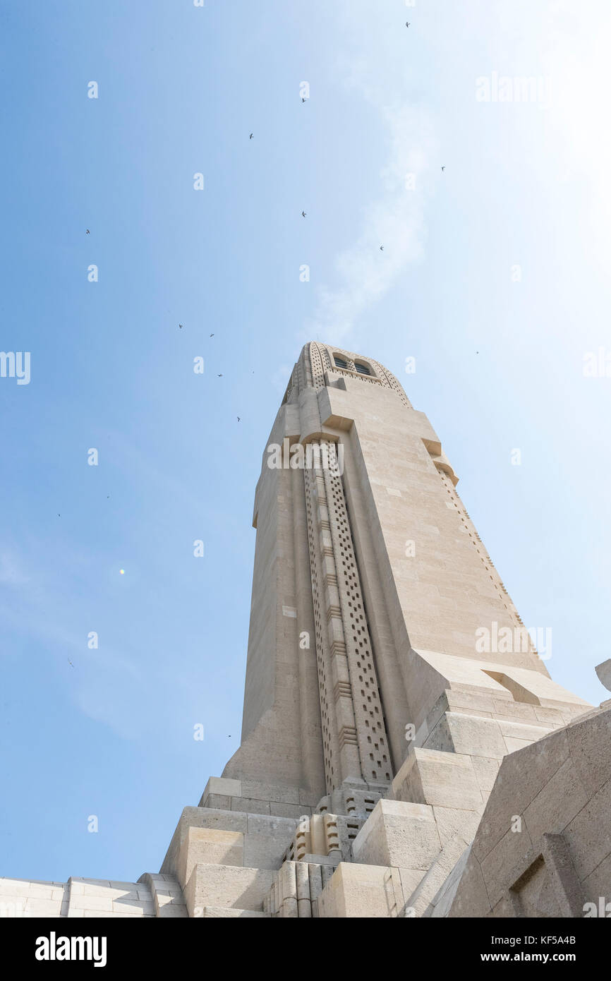 The Tower of the Douaumont ossuary, national cemetery and memorial site, including Trench du Bayonette, France. Stock Photo