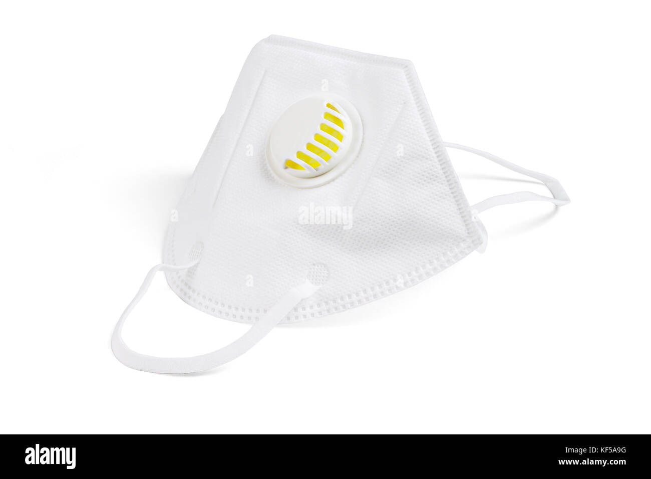 Disposable Safety Dust Face Mask on White Background Stock Photo