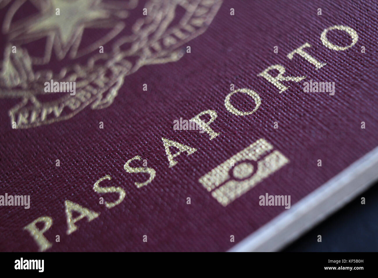 Italian European Union passport, closeup Stock Photo